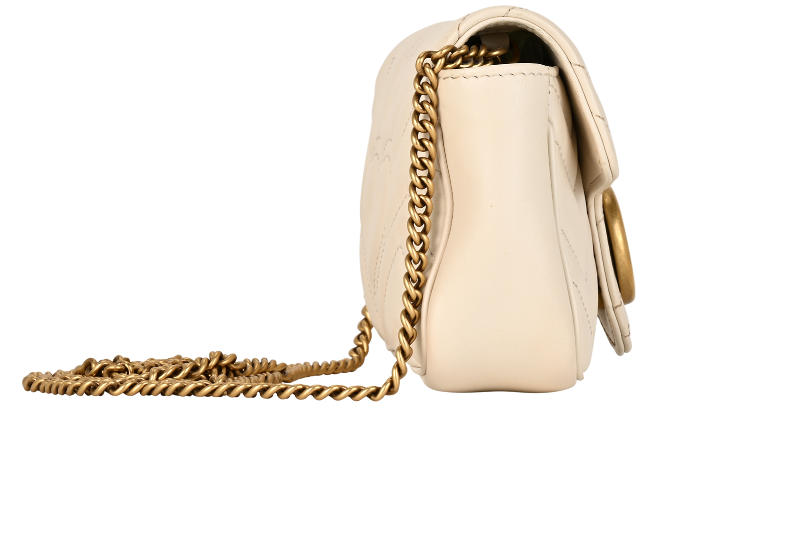 Super Mini GG Marmont, &pound;520, Handbags, Cream, Leather, Side view